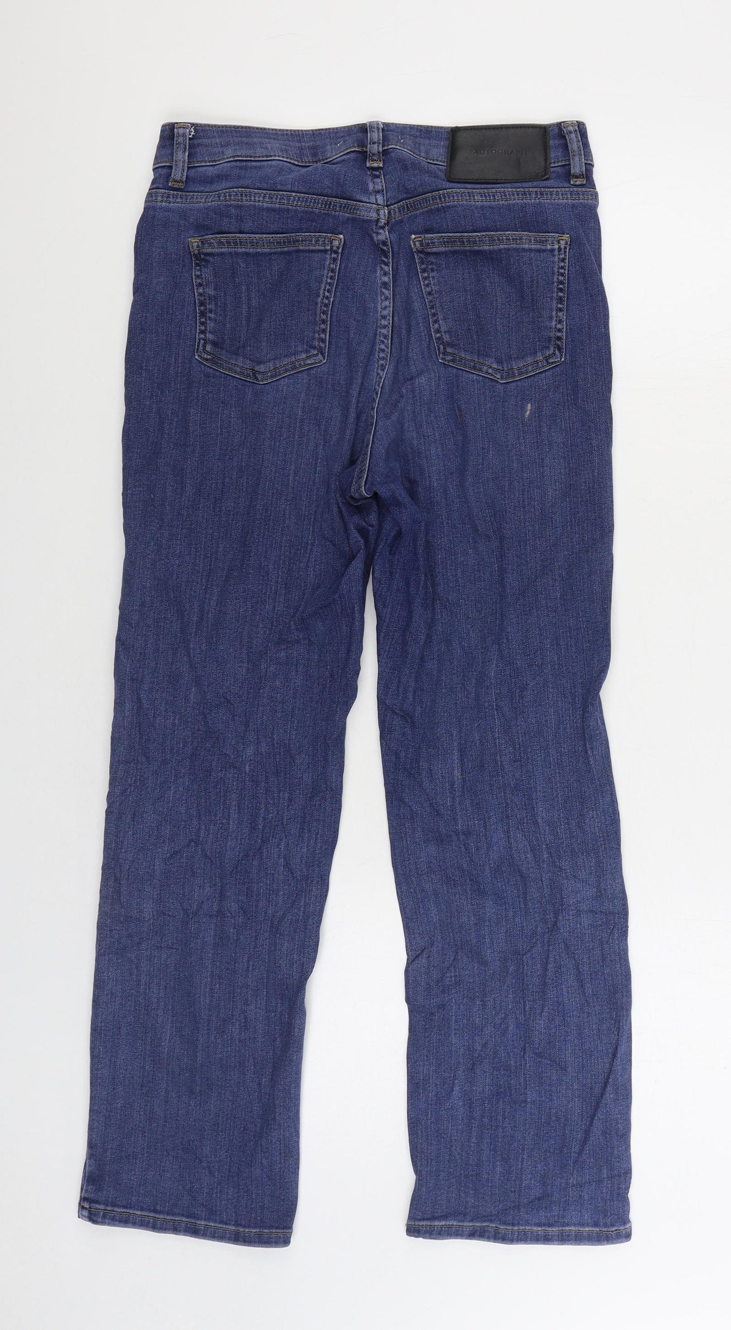 Marks and Spencer Womens Blue Cotton Straight Jeans Size 10 L26 in Regular Zip