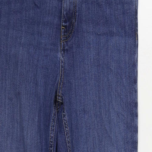 Marks and Spencer Womens Blue Cotton Straight Jeans Size 10 L26 in Regular Zip