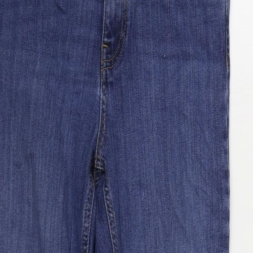 Marks and Spencer Womens Blue Cotton Straight Jeans Size 10 L26 in Regular Zip