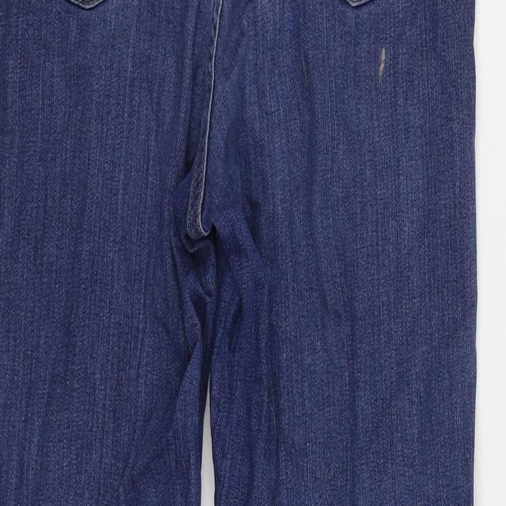 Marks and Spencer Womens Blue Cotton Straight Jeans Size 10 L26 in Regular Zip