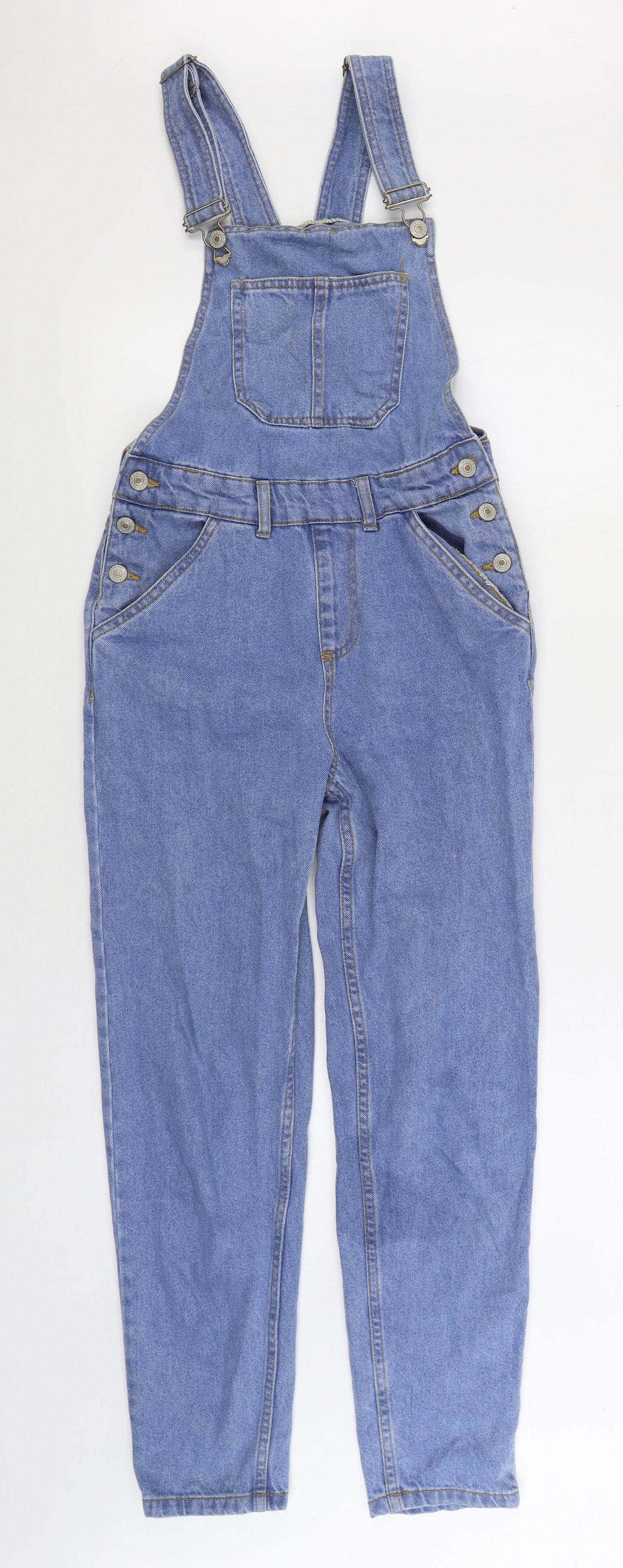 Denim & Co. Womens Blue Cotton Dungaree One-Piece Size 6 Buckle