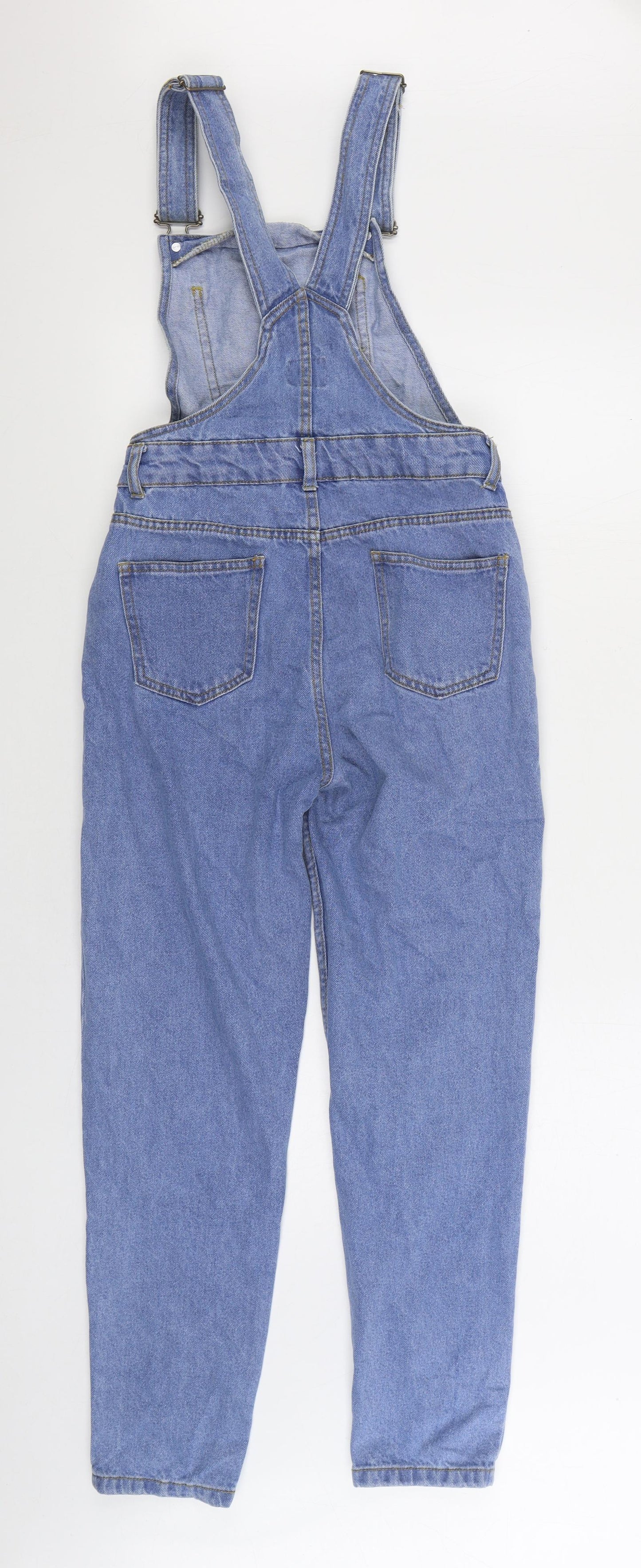 Denim & Co. Womens Blue Cotton Dungaree One-Piece Size 6 Buckle