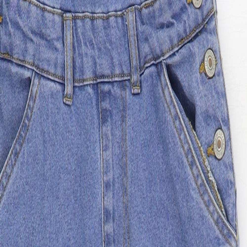 Denim & Co. Womens Blue Cotton Dungaree One-Piece Size 6 Buckle