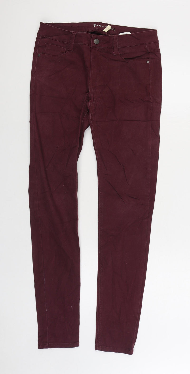 Part Two Womens Red Cotton Skinny Jeans Size 8 L32 in Regular Zip