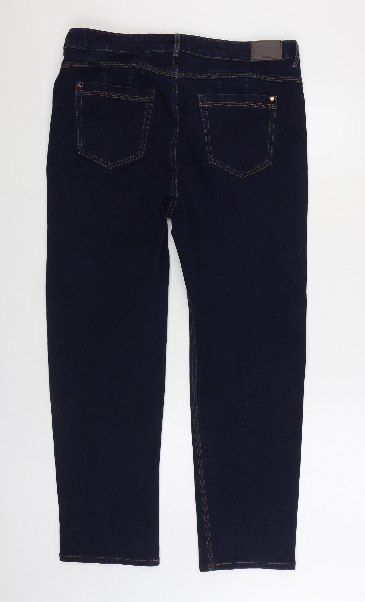 Marks and Spencer Womens Blue Cotton Straight Jeans Size 36 in L32 in Regular Zip