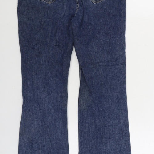 Marks and Spencer Womens Blue Cotton Bootcut Jeans Size 12 L30 in Regular Zip