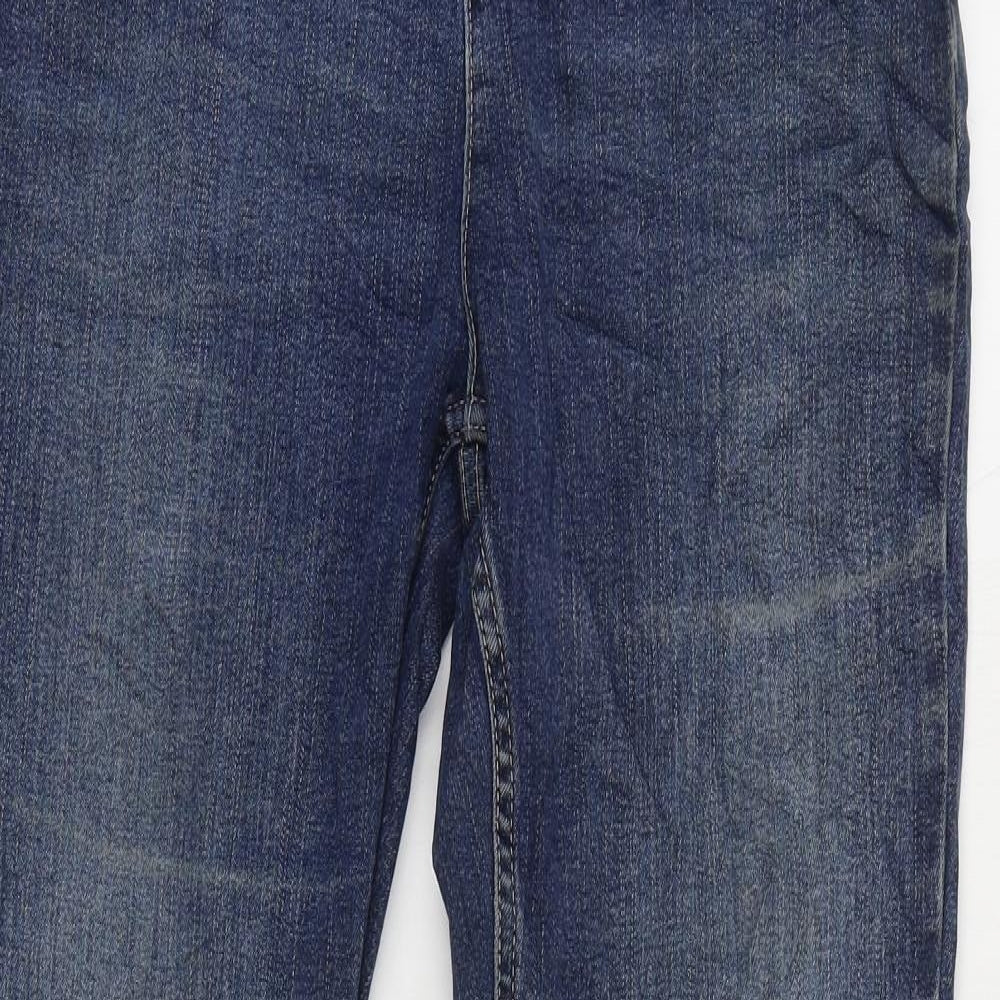 Marks and Spencer Womens Blue Cotton Bootcut Jeans Size 12 L30 in Regular Zip