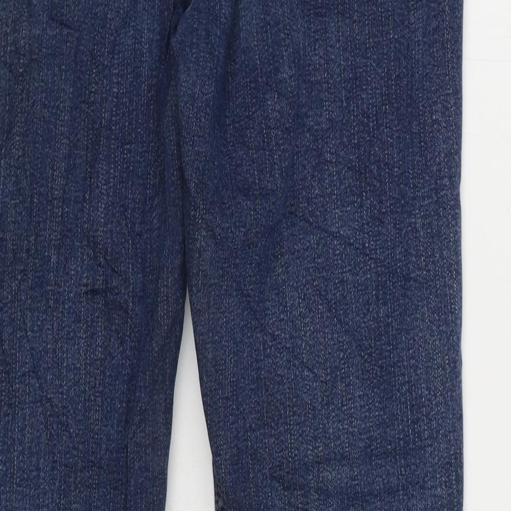 Marks and Spencer Womens Blue Cotton Bootcut Jeans Size 12 L30 in Regular Zip