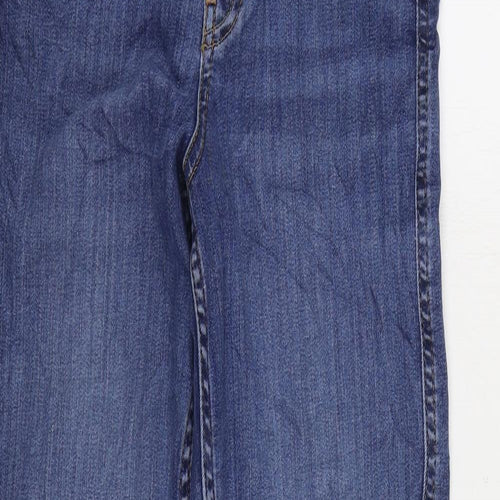 Marks and Spencer Womens Blue Cotton Straight Jeans Size 8 L30 in Regular Zip