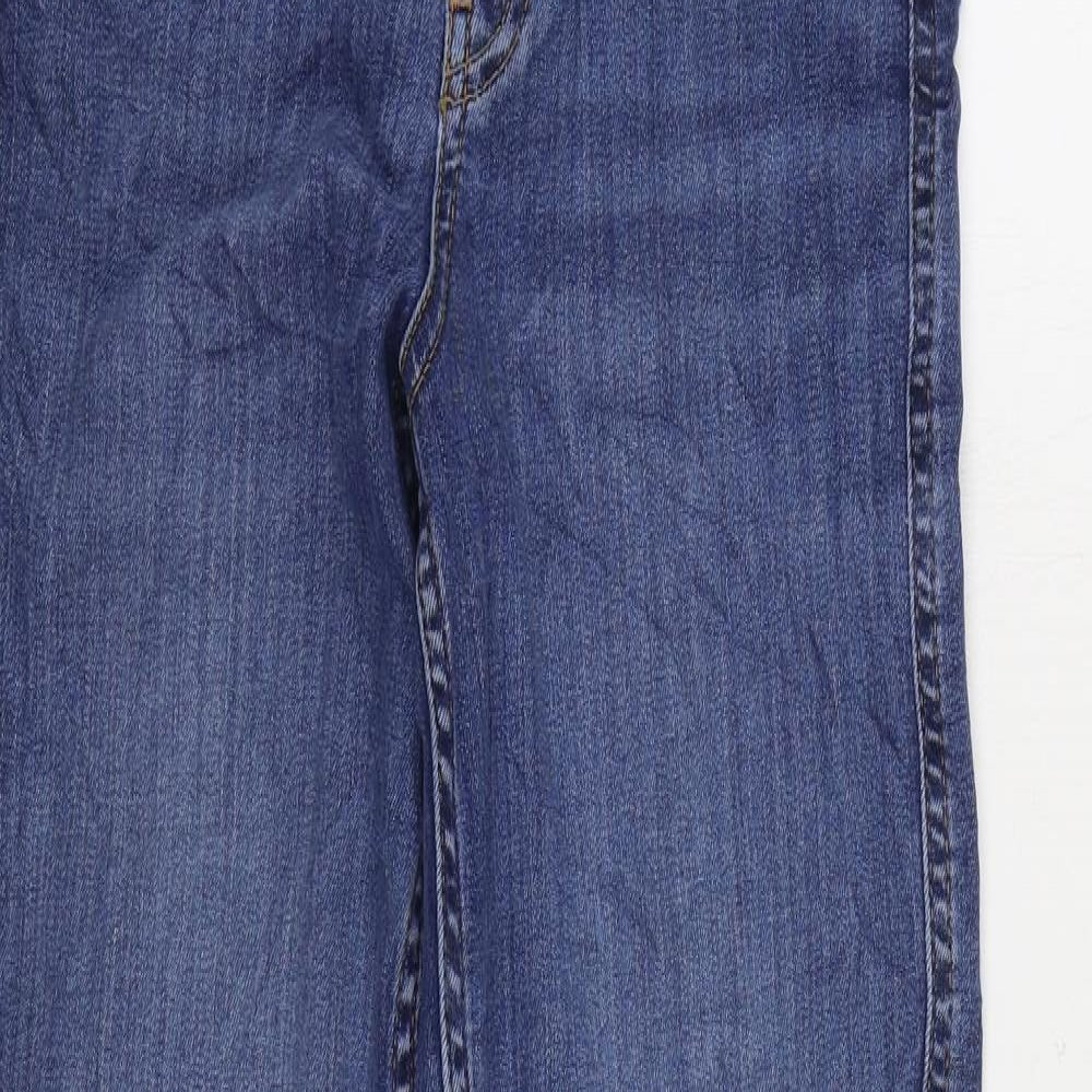 Marks and Spencer Womens Blue Cotton Straight Jeans Size 8 L30 in Regular Zip