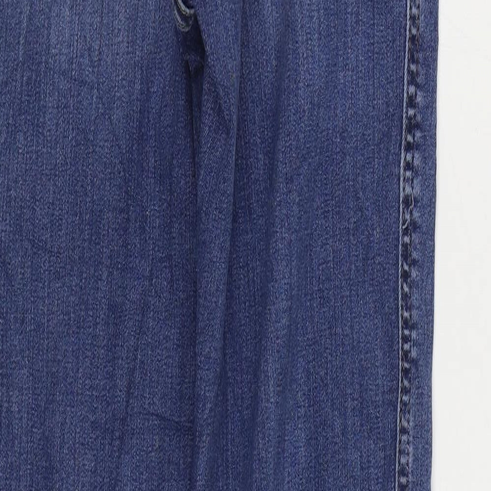Marks and Spencer Womens Blue Cotton Straight Jeans Size 8 L30 in Regular Zip