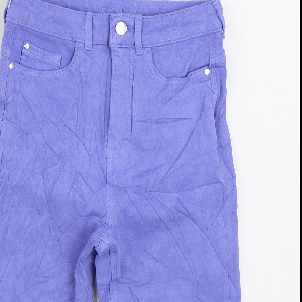 Marks and Spencer Womens Blue Cotton Chino Shorts Size 8 L14 in Regular Zip