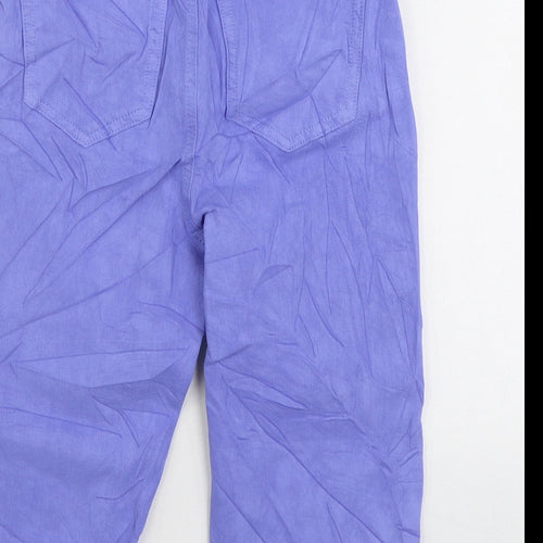 Marks and Spencer Womens Blue Cotton Chino Shorts Size 8 L14 in Regular Zip