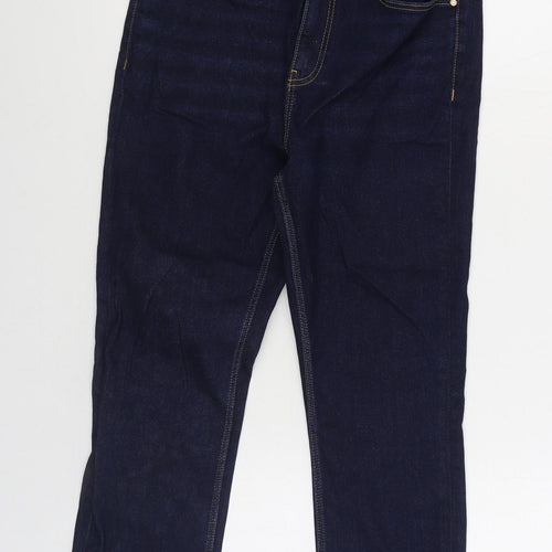 Marks and Spencer Womens Blue Cotton Skinny Jeans Size 12 L21 in Regular Zip - Cropped