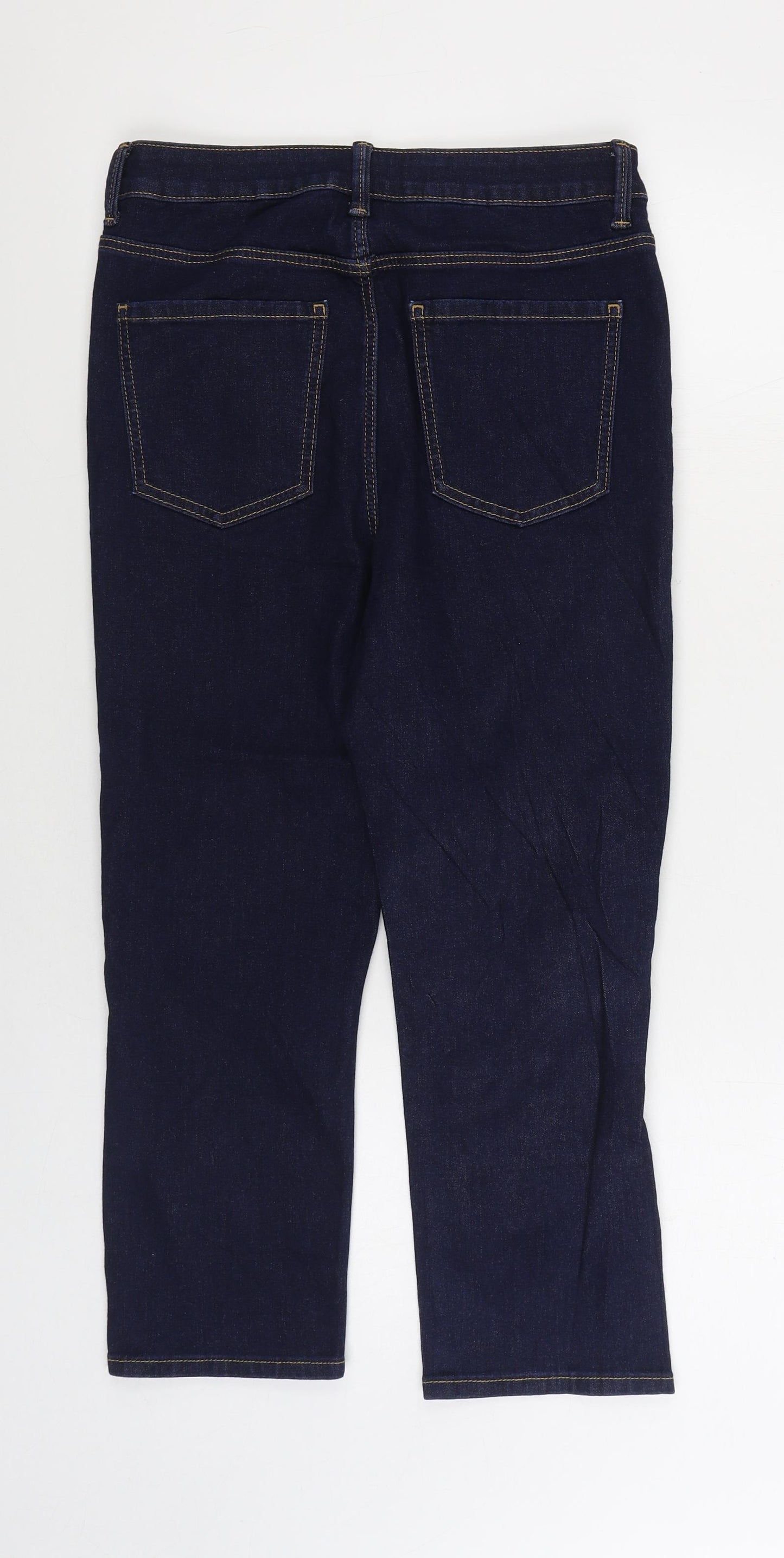 Marks and Spencer Womens Blue Cotton Skinny Jeans Size 12 L21 in Regular Zip - Cropped