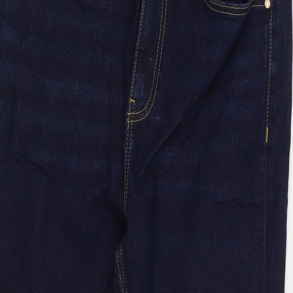 Marks and Spencer Womens Blue Cotton Skinny Jeans Size 12 L21 in Regular Zip - Cropped