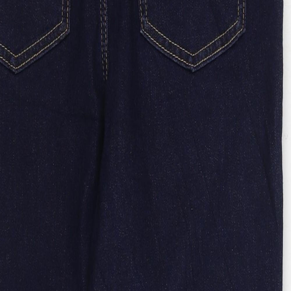 Marks and Spencer Womens Blue Cotton Skinny Jeans Size 12 L21 in Regular Zip - Cropped