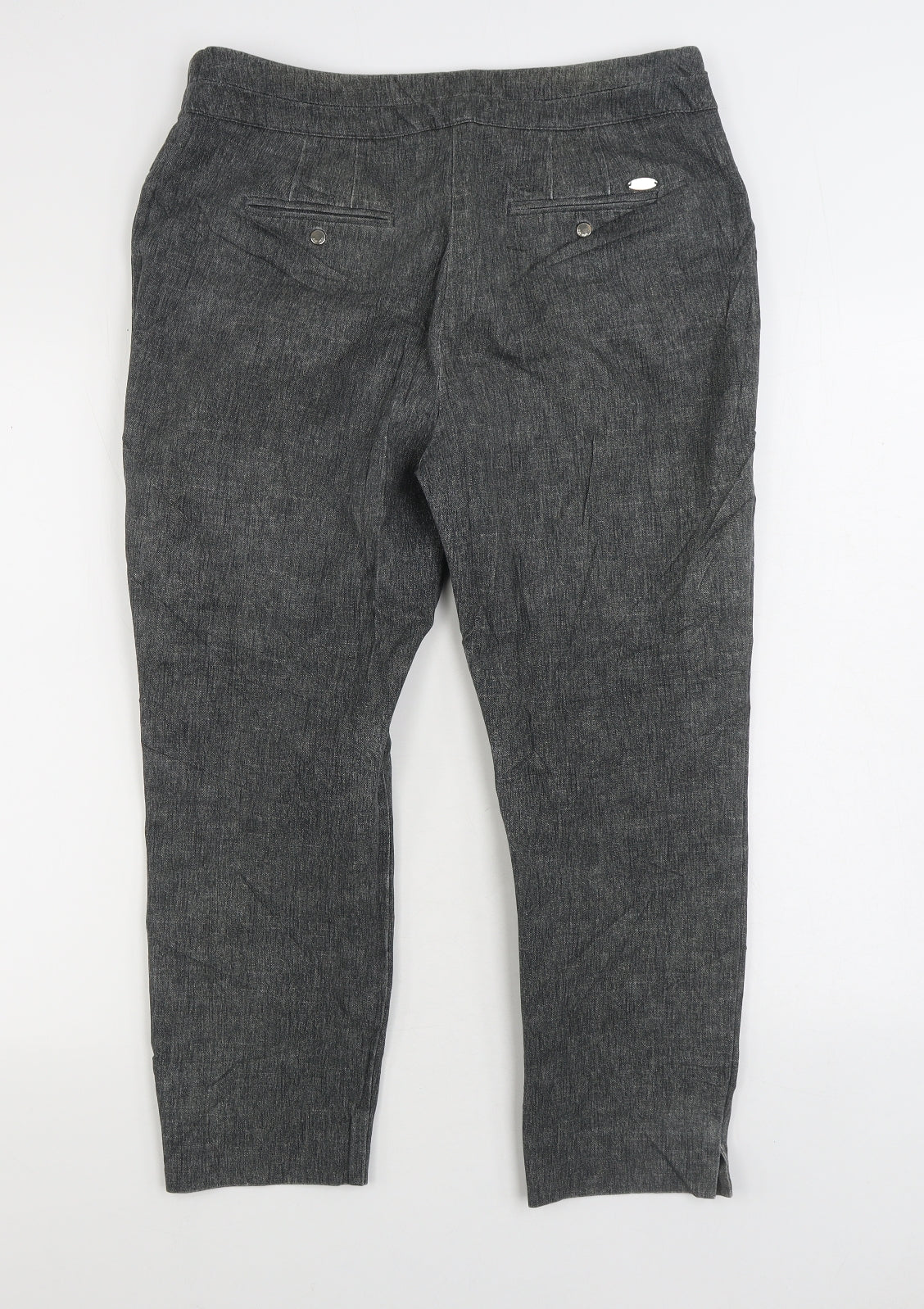Per Una Womens Grey Cotton Cropped Jeans Size 14 L23 in Regular Zip