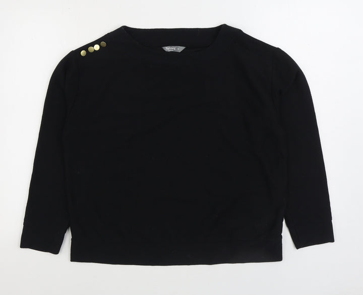 Nutmeg Womens Black Polyester Pullover Sweatshirt Size 12 Pullover