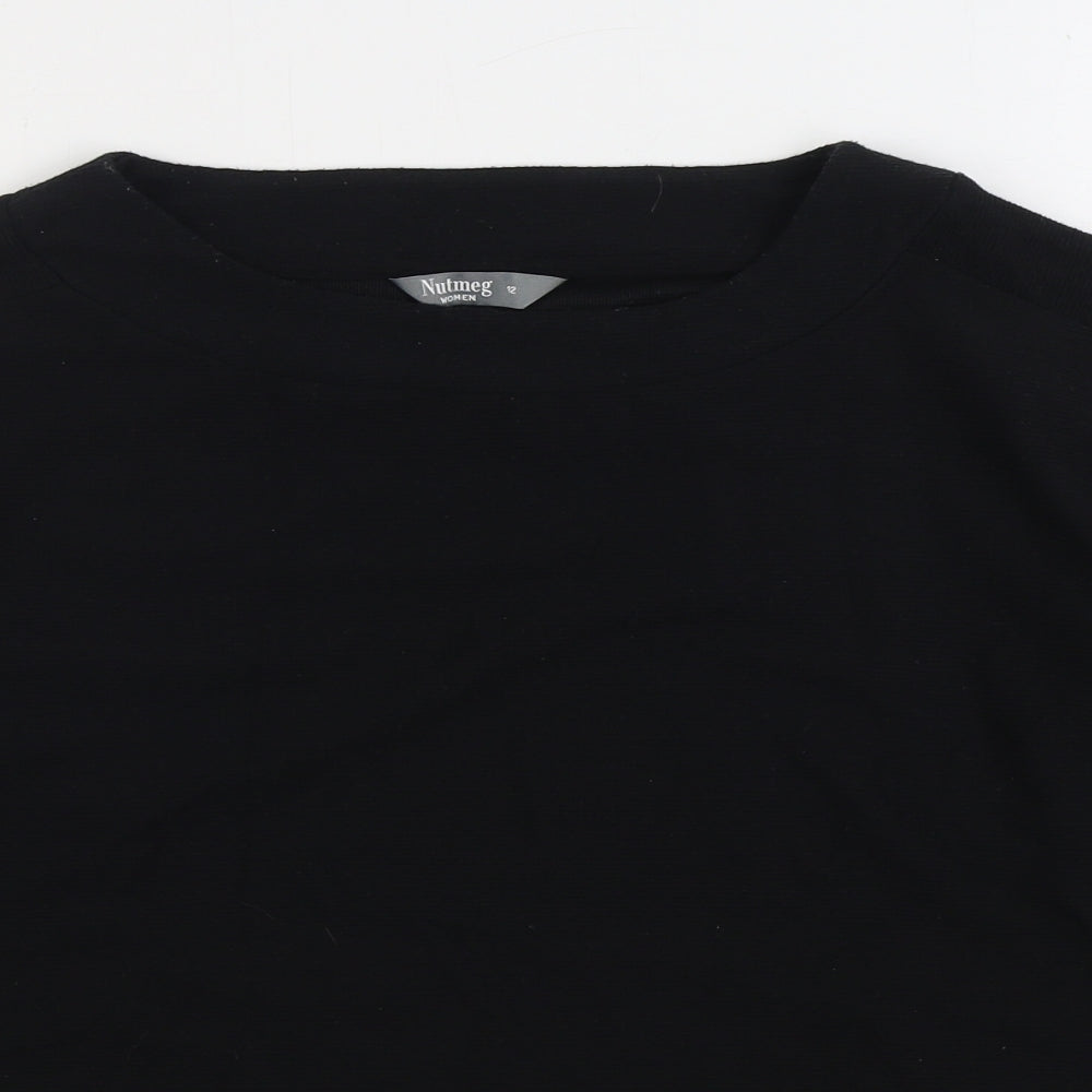 Nutmeg Womens Black Polyester Pullover Sweatshirt Size 12 Pullover