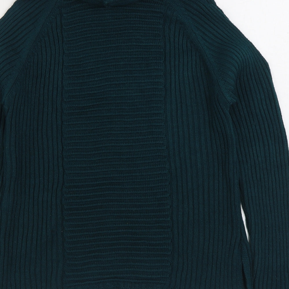 Miss Selfridge Womens Green Roll Neck Acrylic Pullover Jumper Size 12 - Cold Shoulder