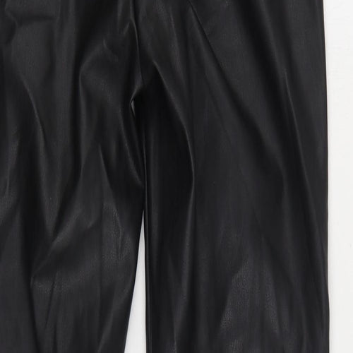 Zara Womens Black Polyurethane Trousers Size M L29 in Regular Zip - Faux Leather