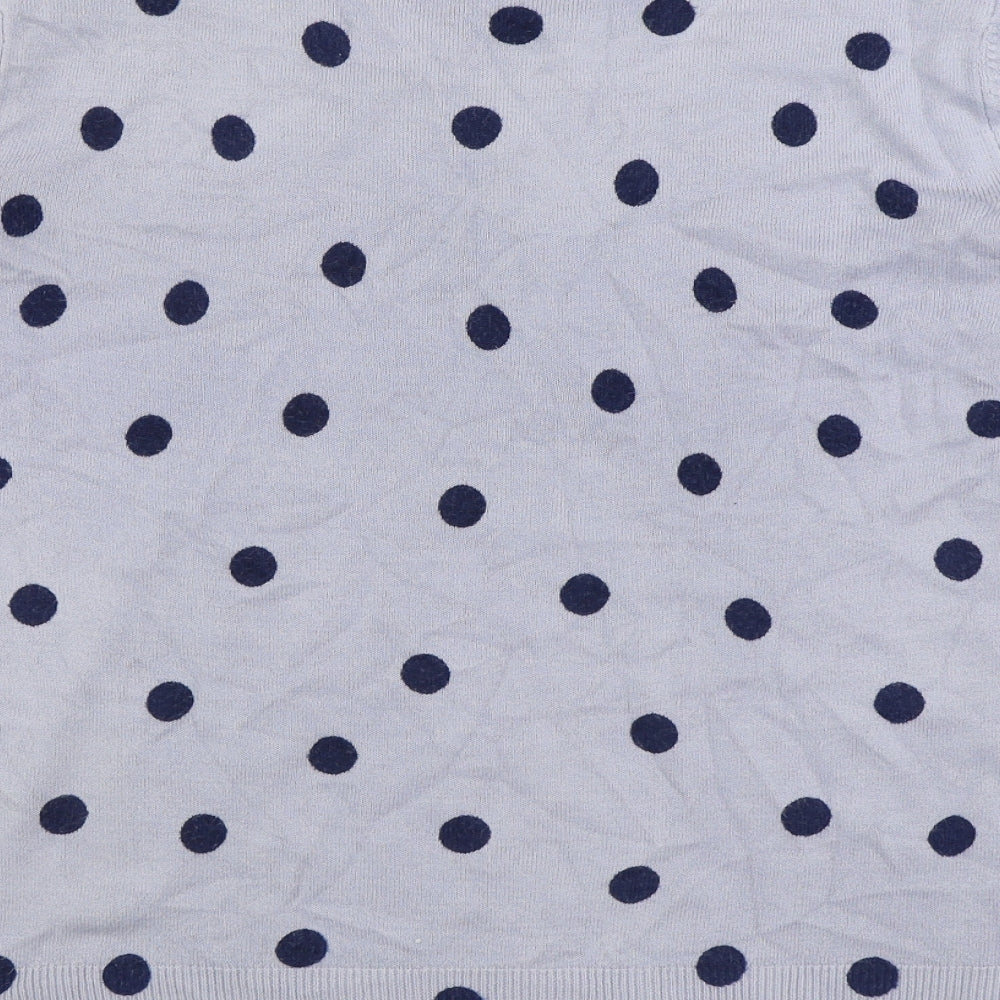 Marks and Spencer Womens Blue Round Neck Polka Dot Acrylic Pullover Jumper Size 16