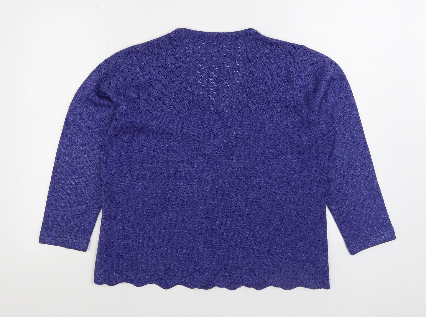 Bonmarché Womens Blue V-Neck Acrylic Cardigan Jumper Size M