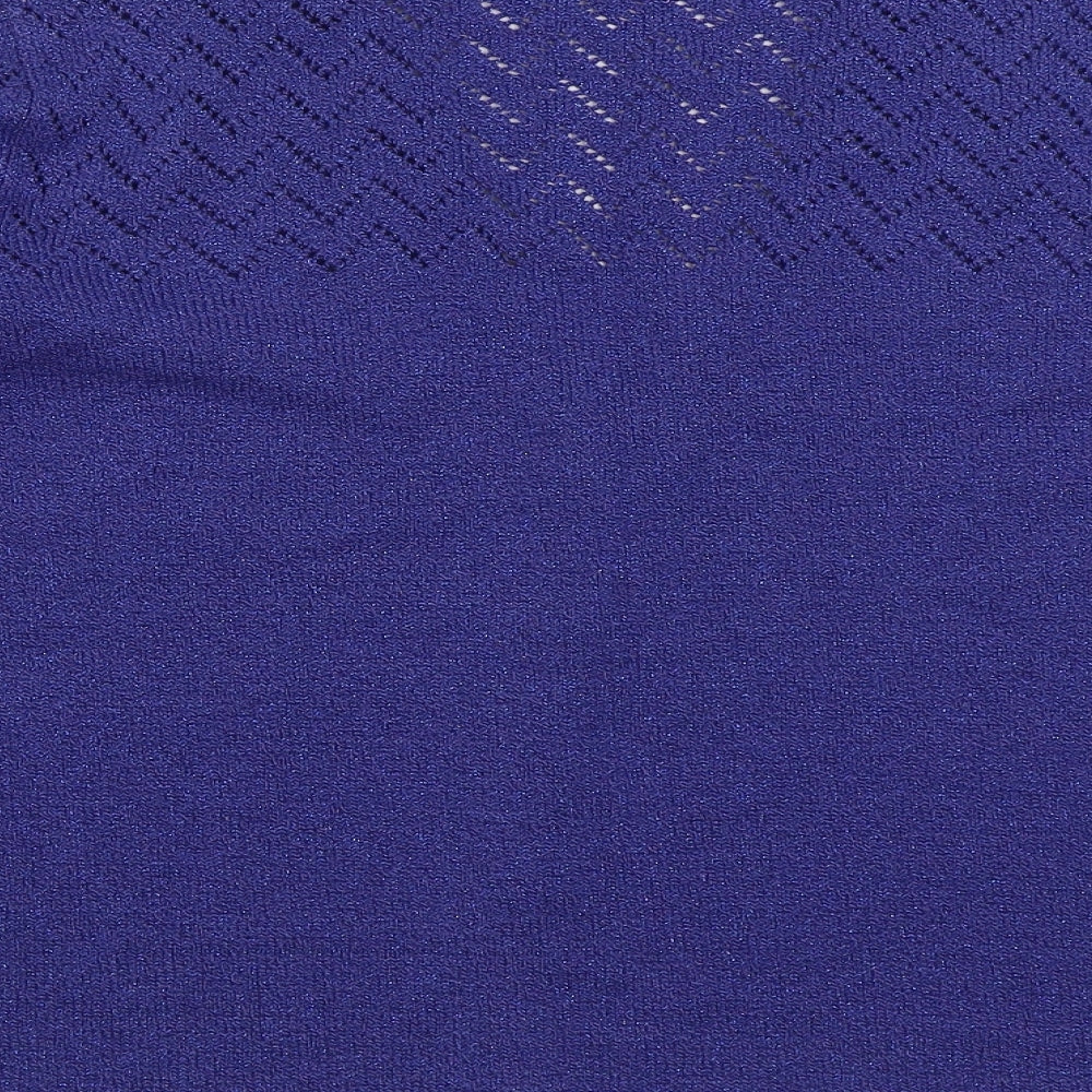 Bonmarché Womens Blue V-Neck Acrylic Cardigan Jumper Size M