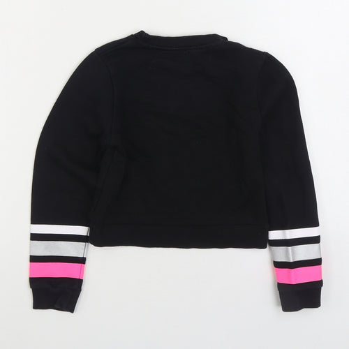 PEP&CO Girls Black Cotton Pullover Sweatshirt Size 7-8 Years Pullover - Girl Revolution