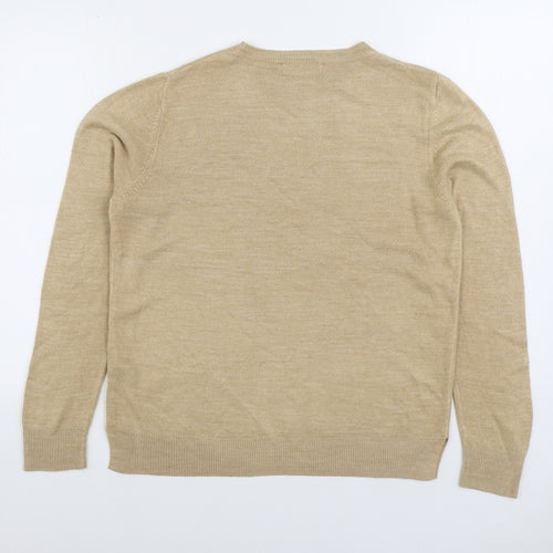 Marks and Spencer Womens Beige Round Neck Acrylic Pullover Jumper Size 14