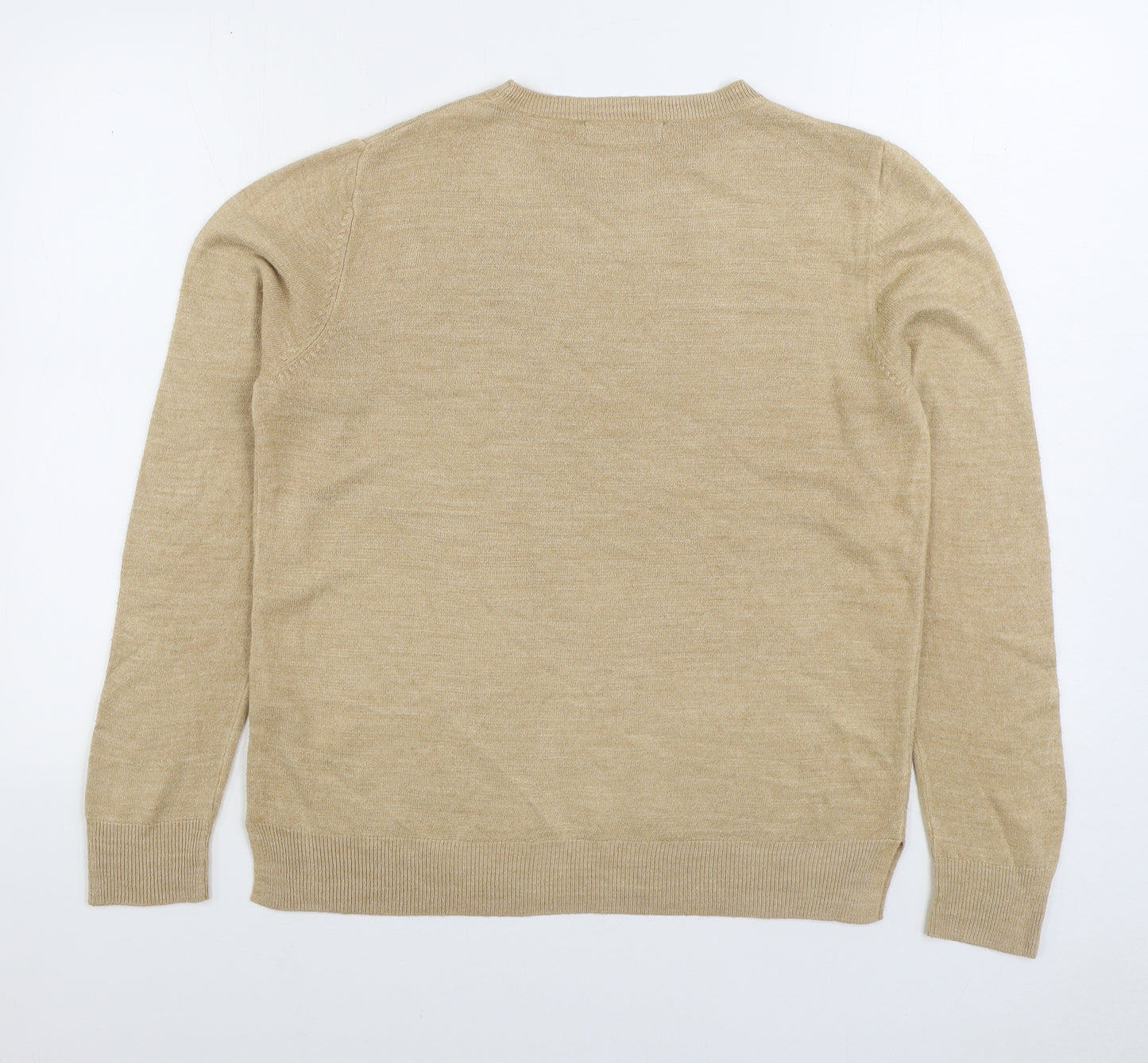Marks and Spencer Womens Beige Round Neck Acrylic Pullover Jumper Size 14