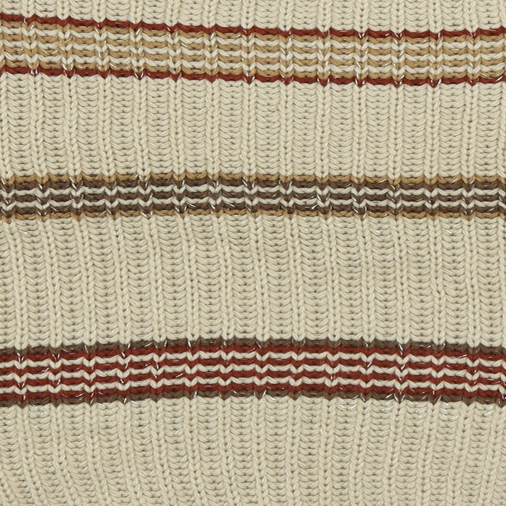 PEP&CO Womens Beige Boat Neck Striped Acrylic Pullover Jumper Size L