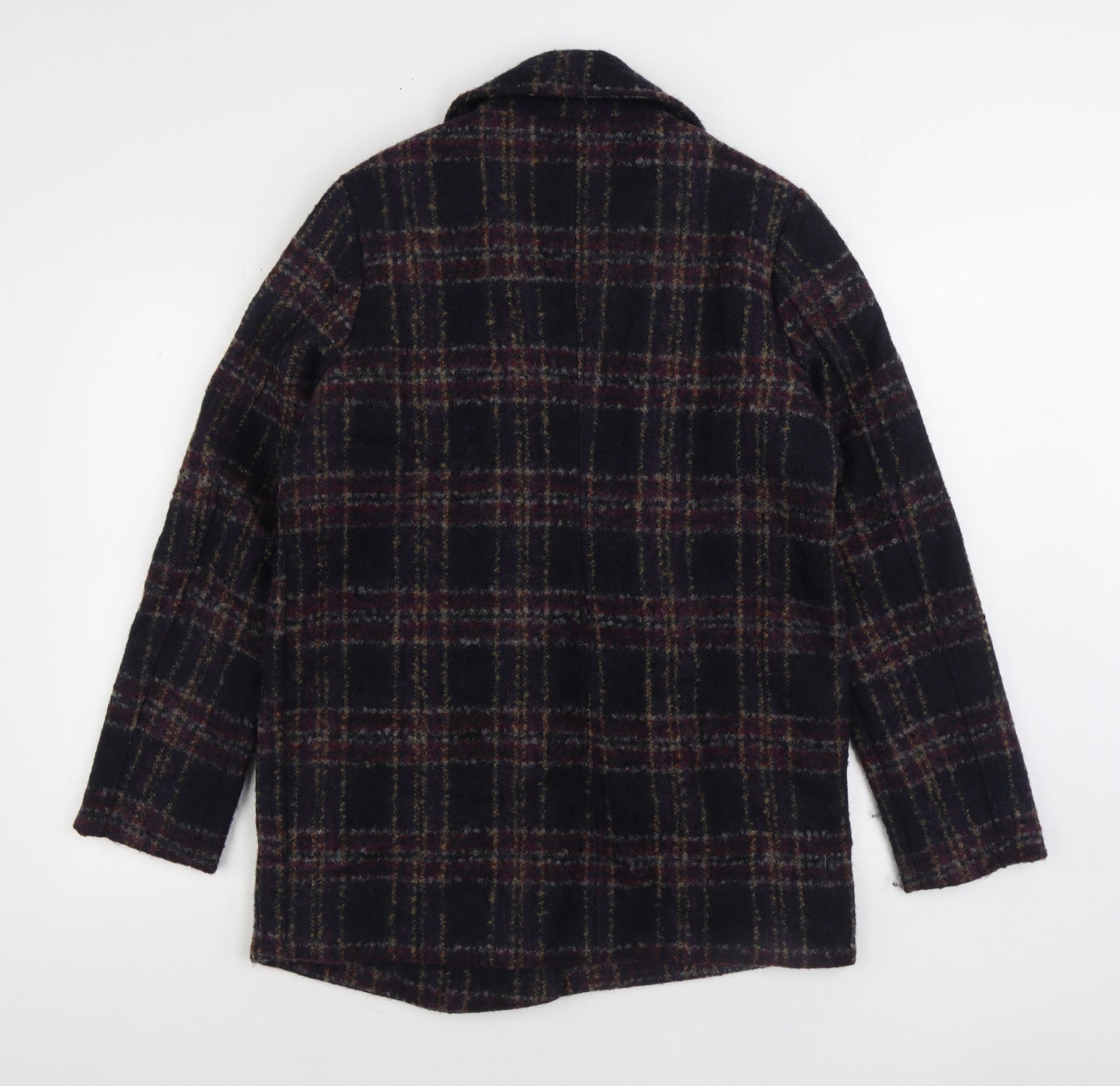 Marks and Spencer Womens Multicoloured Plaid Overcoat Coat Size 14 Zip