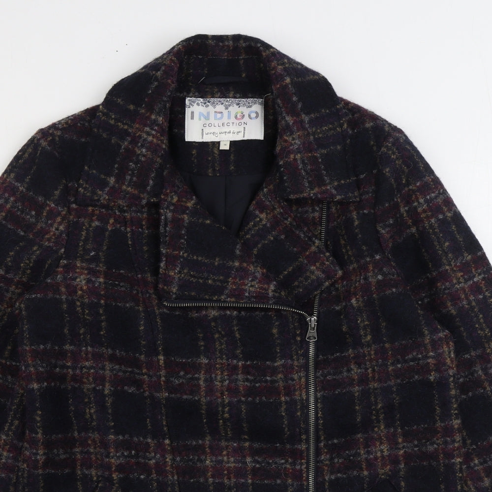 Marks and Spencer Womens Multicoloured Plaid Overcoat Coat Size 14 Zip