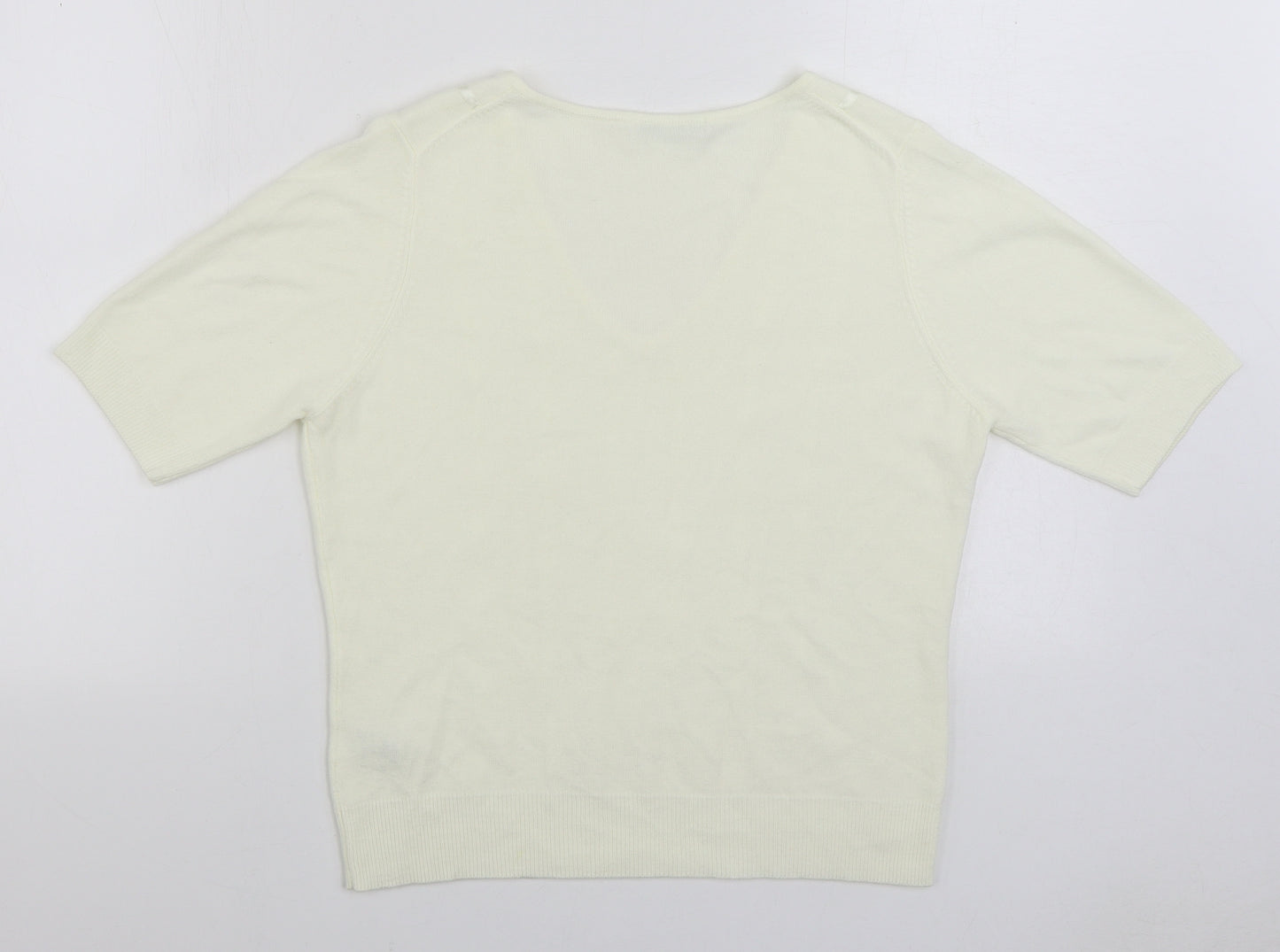 Marks and Spencer Womens Ivory V-Neck Acrylic Pullover Jumper Size 16