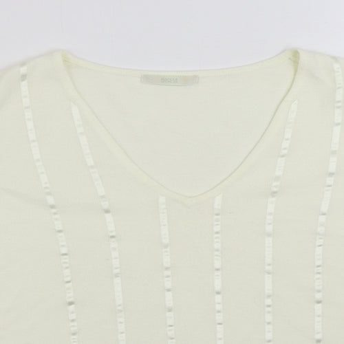 Marks and Spencer Womens Ivory V-Neck Acrylic Pullover Jumper Size 16