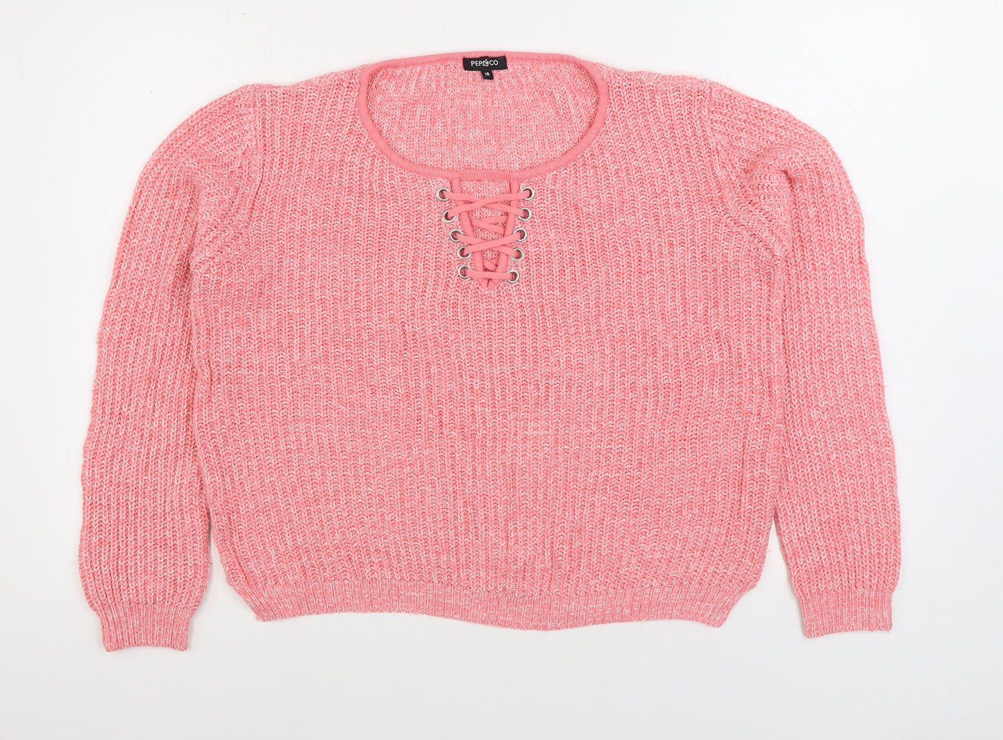 PEP&CO Womens Pink Round Neck Acrylic Pullover Jumper Size 18