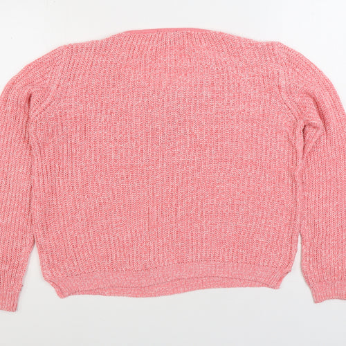 PEP&CO Womens Pink Round Neck Acrylic Pullover Jumper Size 18