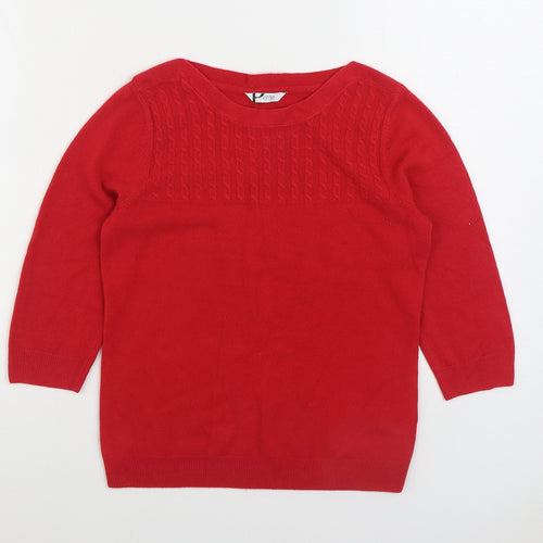BHS Womens Red Boat Neck Acrylic Pullover Jumper Size 10