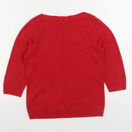 BHS Womens Red Boat Neck Acrylic Pullover Jumper Size 10