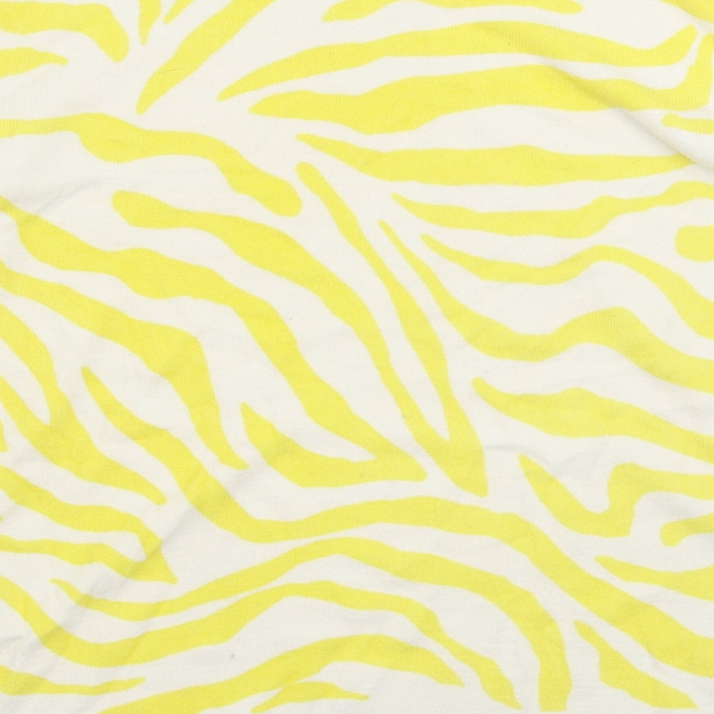 Marks and Spencer Womens Yellow Round Neck Animal Print Acrylic Pullover Jumper Size 16 - Zebra Print
