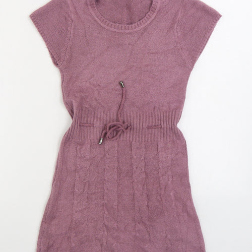 Busida Womens Purple V-Neck Polyester Pullover Jumper Size S