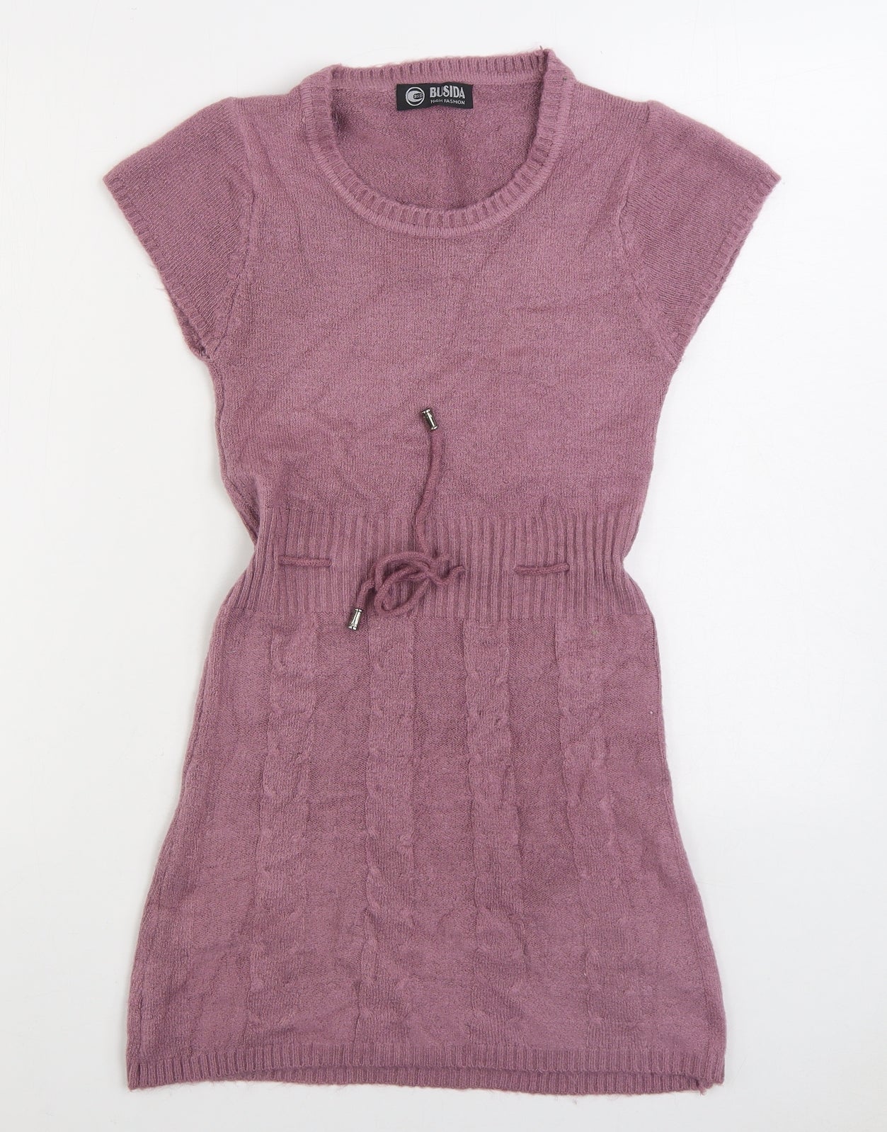Busida Womens Purple V-Neck Polyester Pullover Jumper Size S