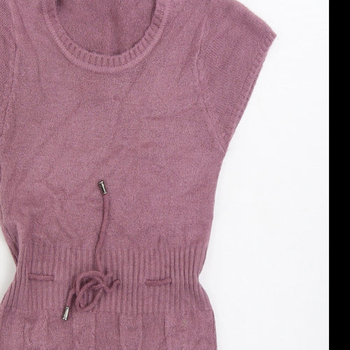 Busida Womens Purple V-Neck Polyester Pullover Jumper Size S