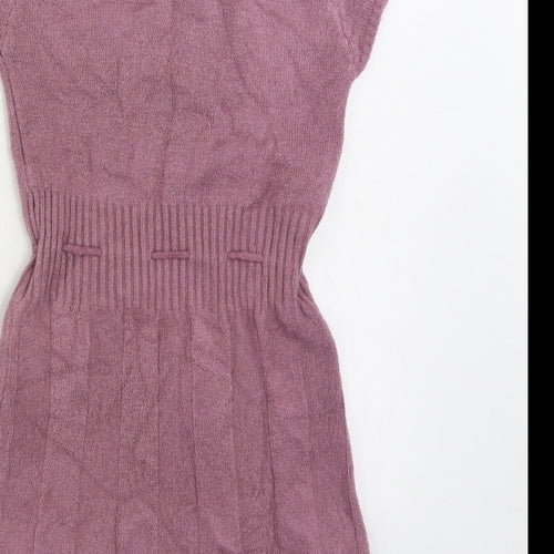 Busida Womens Purple V-Neck Polyester Pullover Jumper Size S