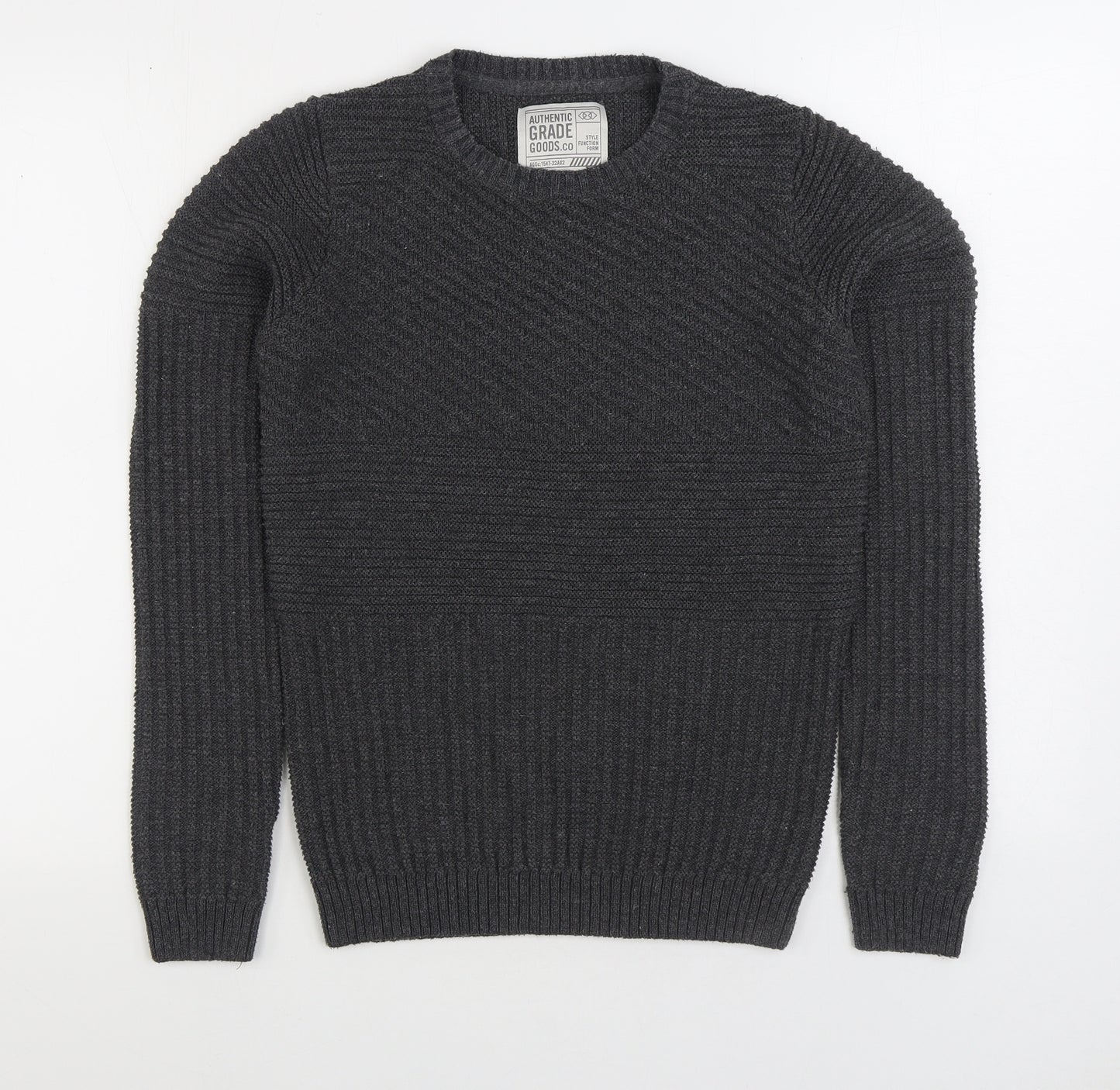 Matalan Boys Grey Round Neck Acrylic Pullover Jumper Size 15 Years Pullover