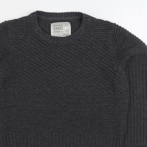 Matalan Boys Grey Round Neck Acrylic Pullover Jumper Size 15 Years Pullover
