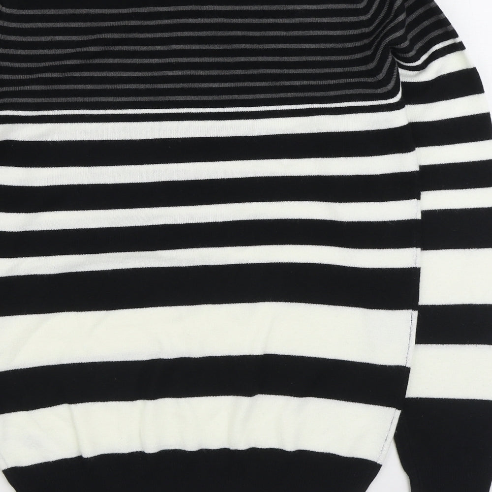 Primark Mens Black Mock Neck Striped Acrylic Pullover Jumper Size S