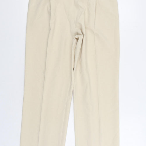 Marks and Spencer Womens Beige Polyester Trousers Size 14 L26 in Regular